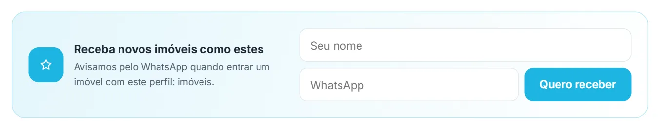 Quadro "Receba novos imóveis como estes" no site