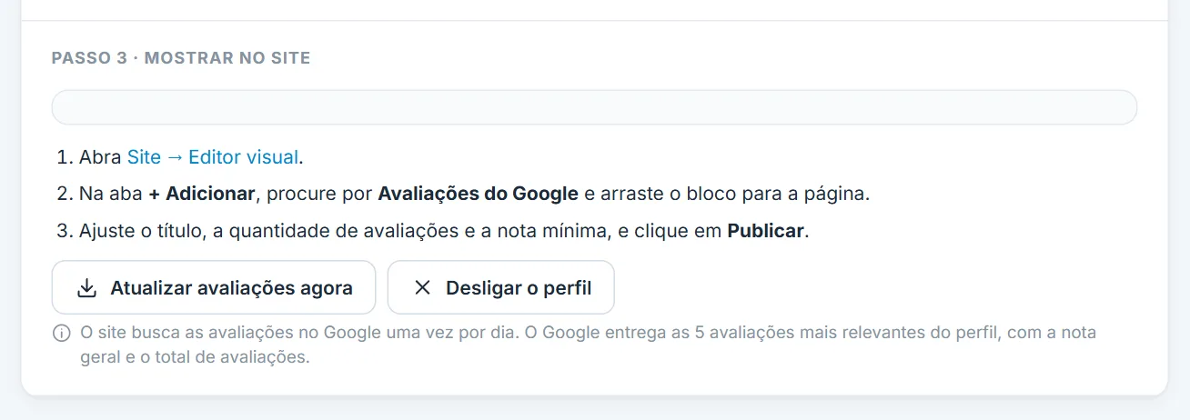 Passo 3: mostrar no site