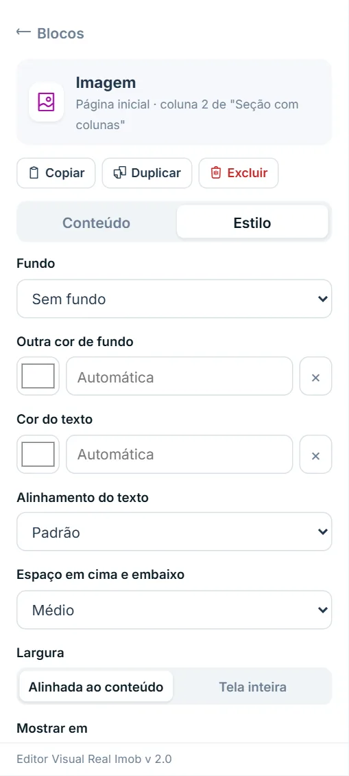 Aba Estilo do bloco Imagem