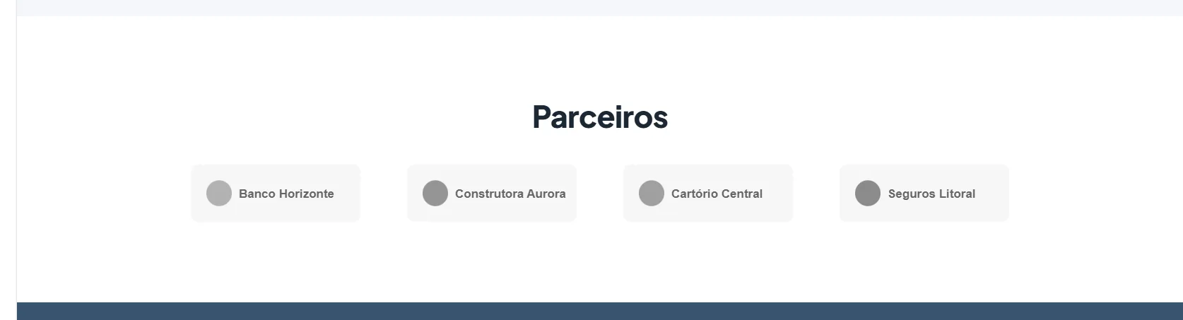 O bloco Logos e parceiros na prévia do site