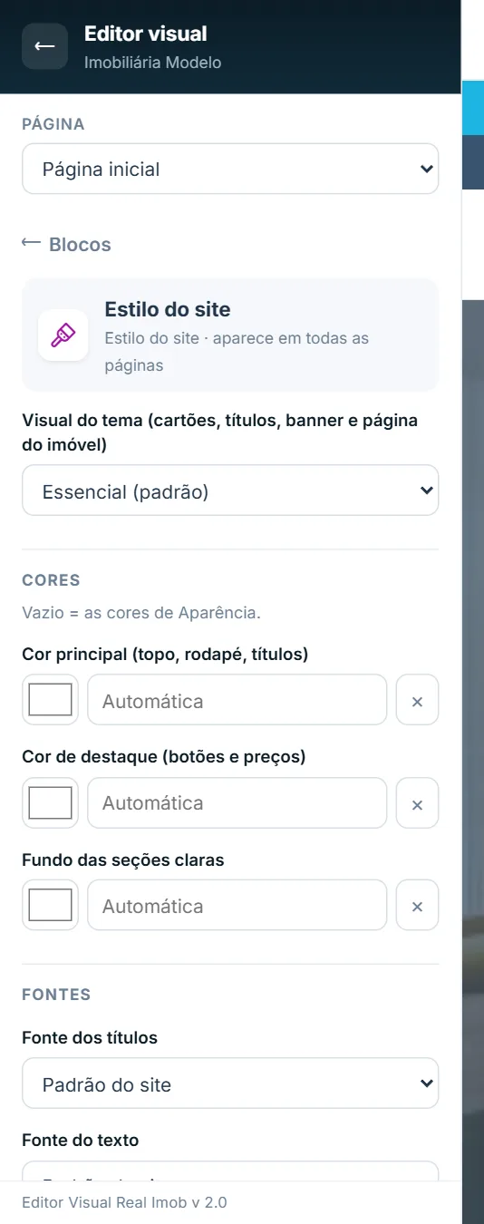 Aba Estilo do site