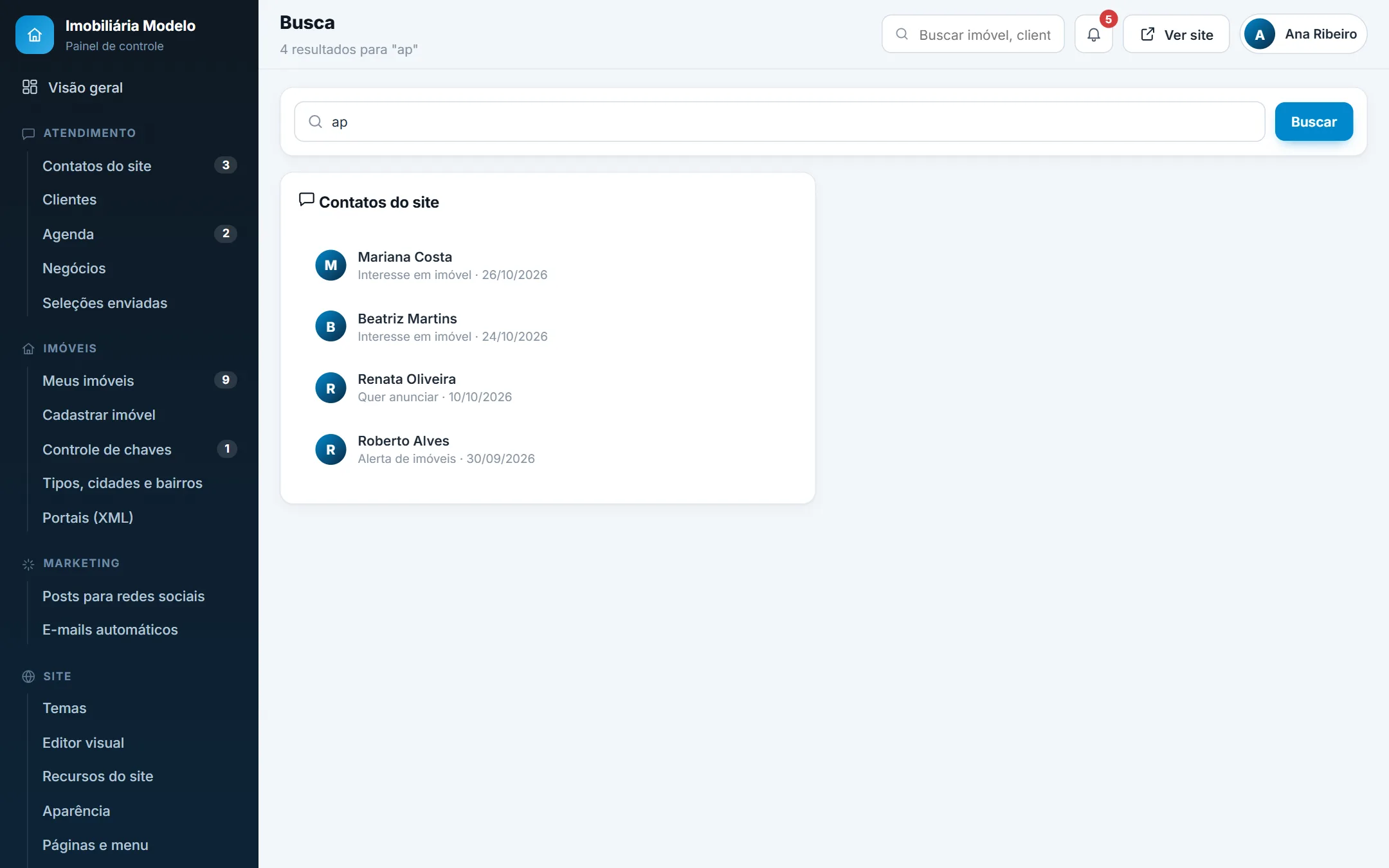 Resultados da busca