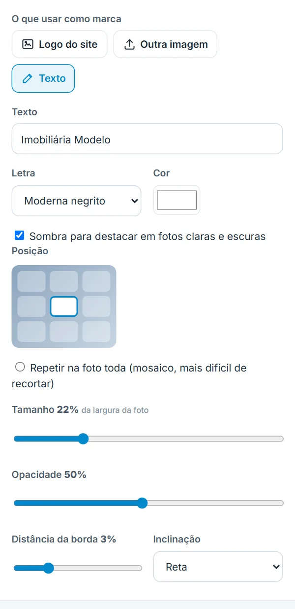 Marca em texto: letra, cor e sombra