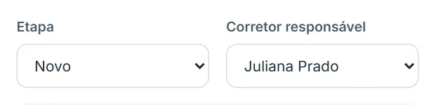 Lista "Etapa" no painel do contato