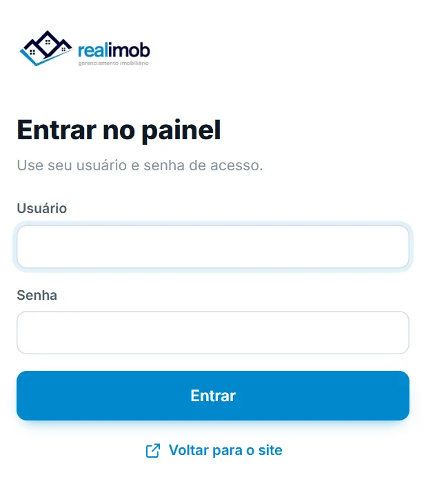 Tela de login do painel
