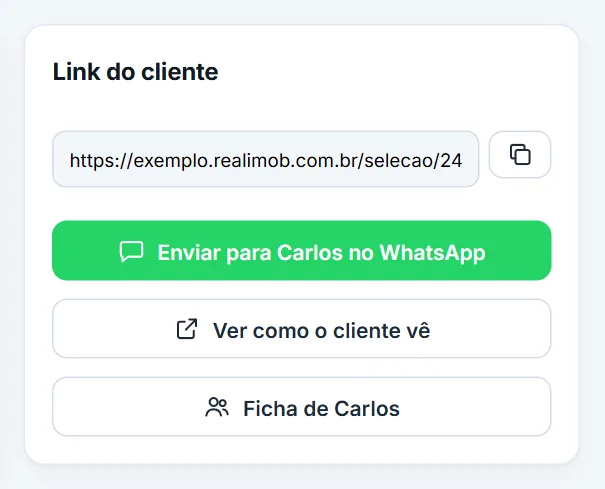 Link da seleção e envio