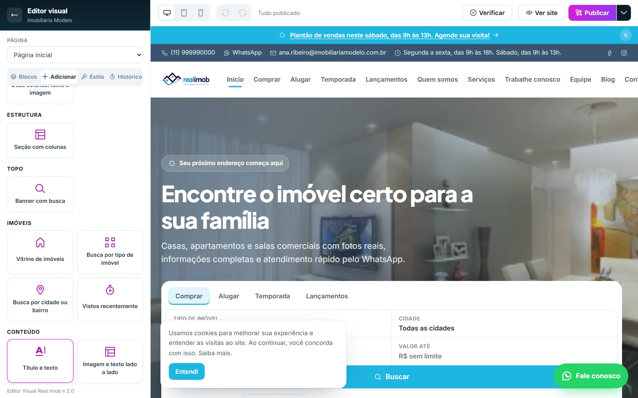 Arrastando um bloco: a linha “Soltar aqui” indica o lugar
