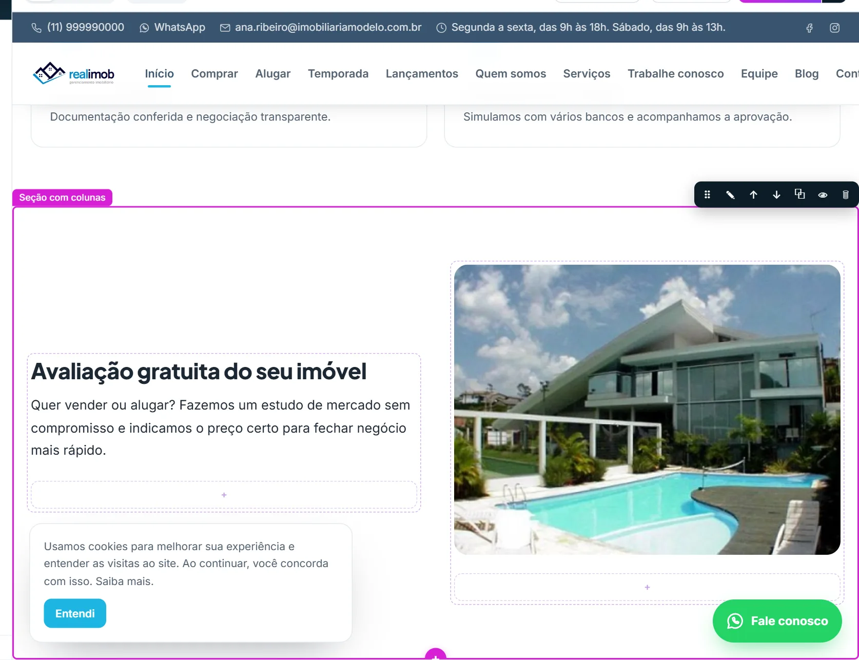 Botão para adicionar bloco na coluna