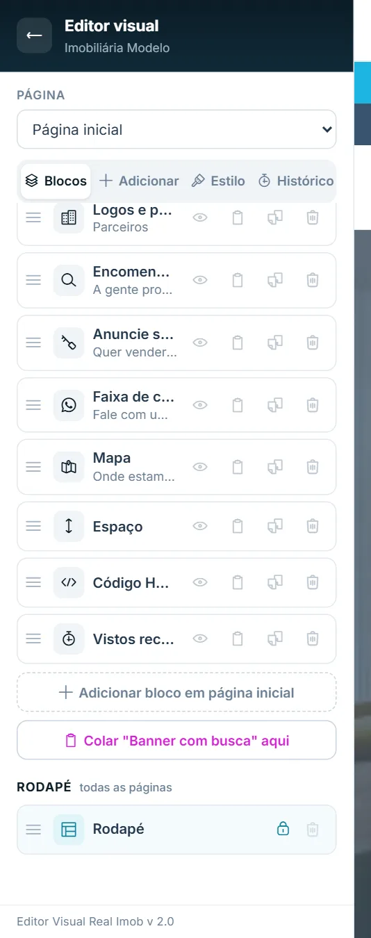 Botão Colar aparece depois de copiar