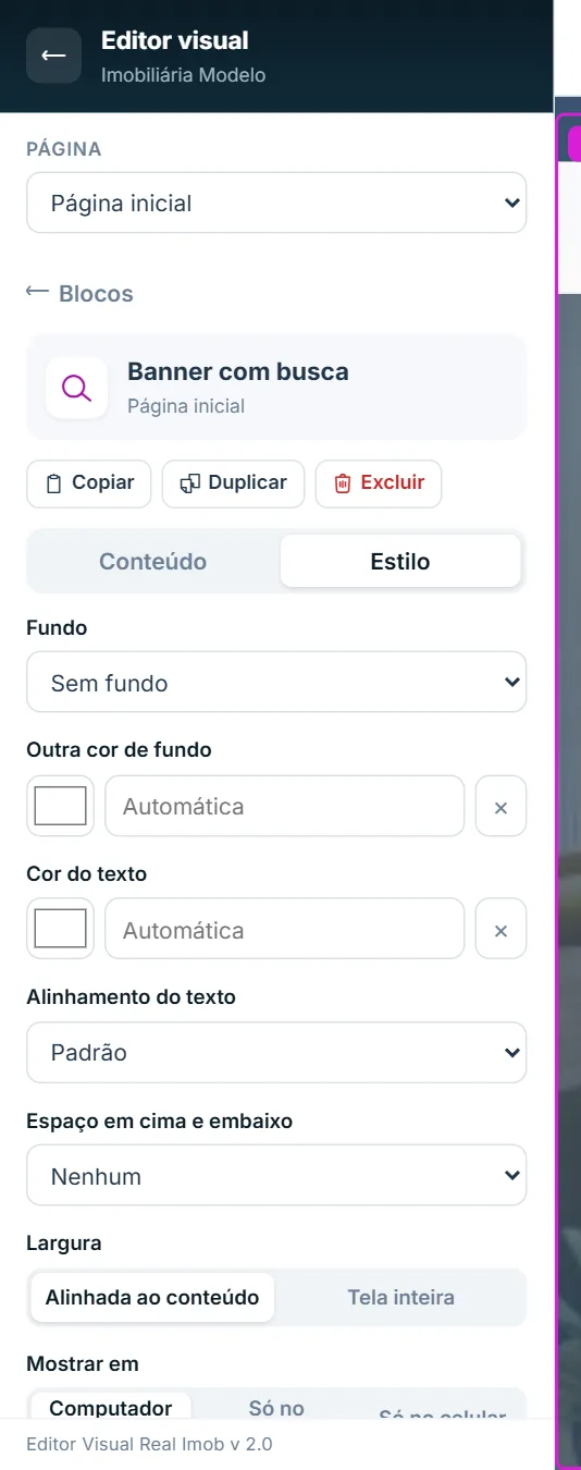 O que está na aba Estilo do bloco é o que será copiado