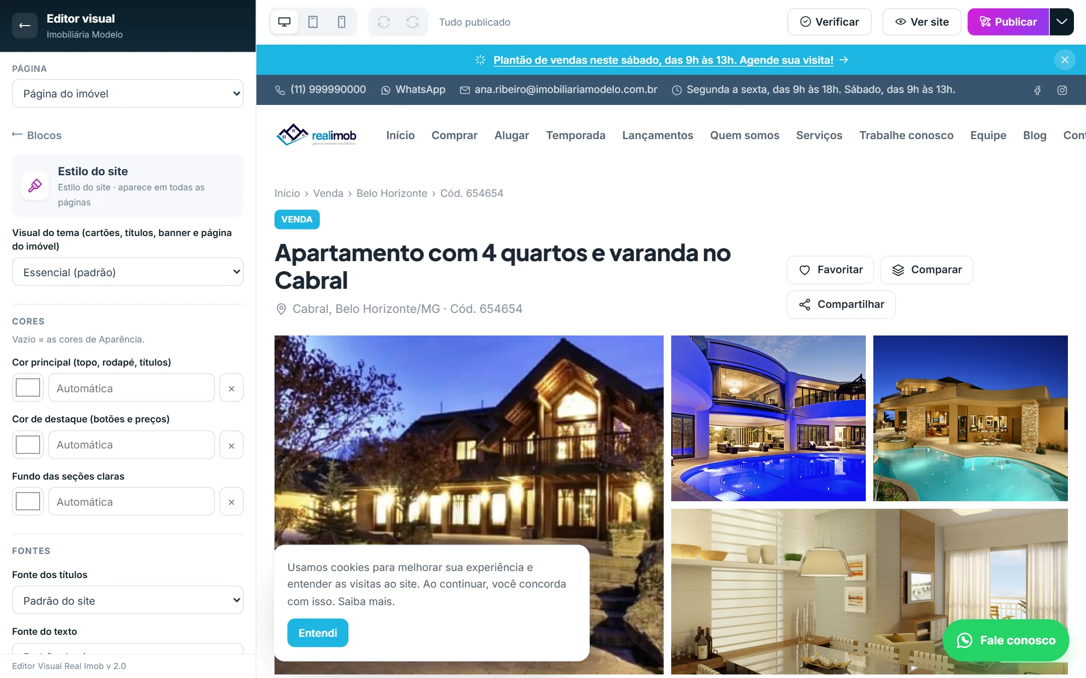 Página do imóvel com o visual aplicado