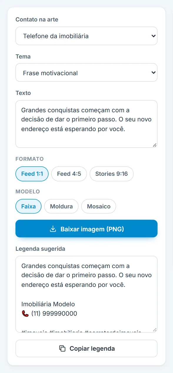 Formato, modelo e contato