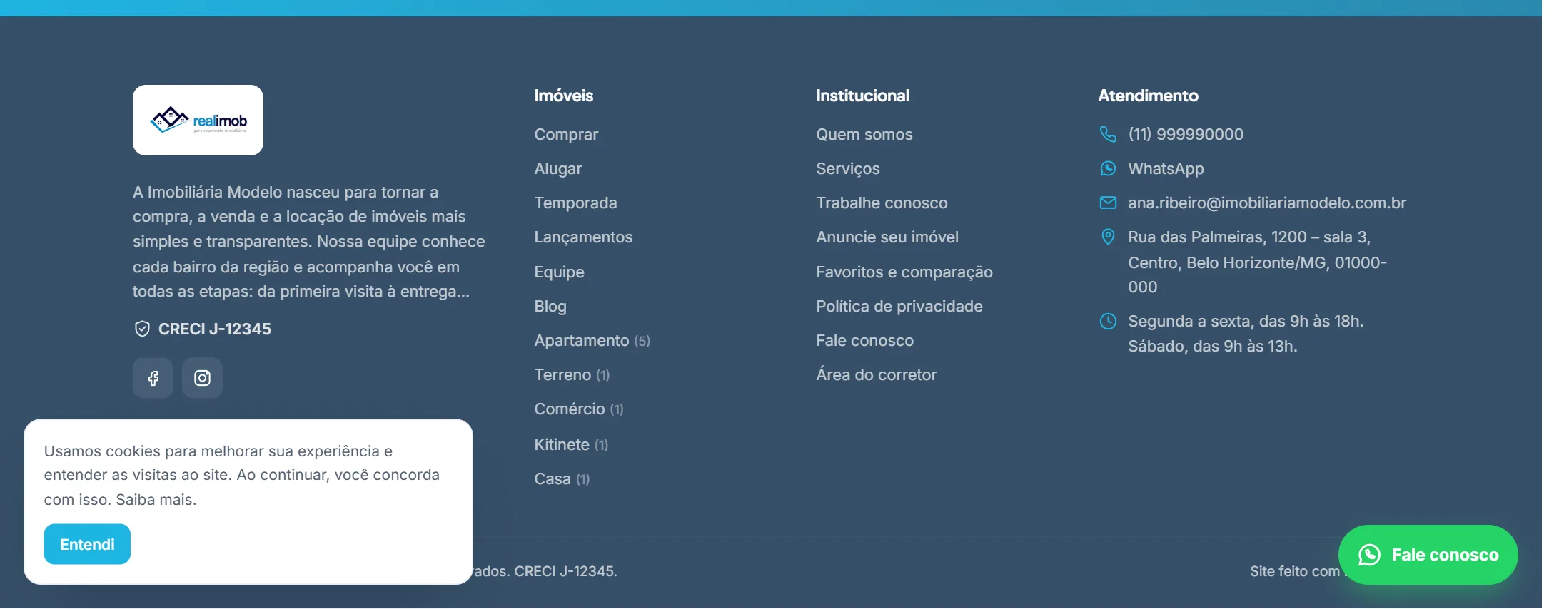 Link da política no rodapé